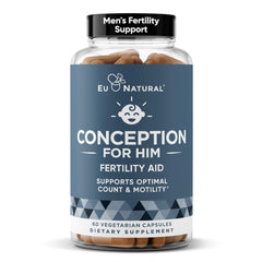 Eu Natural Conception for Him bottle front, a daily fertility supplement for men.