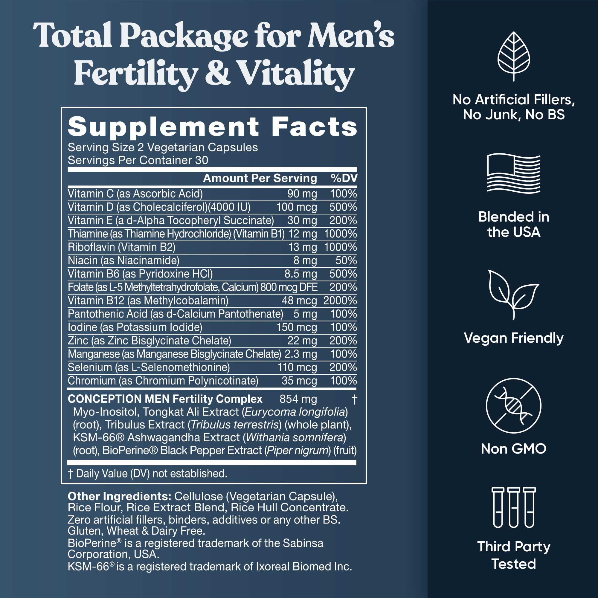 Eu Natural Conception for Him gluten-free icon on Eu Natural packaging.