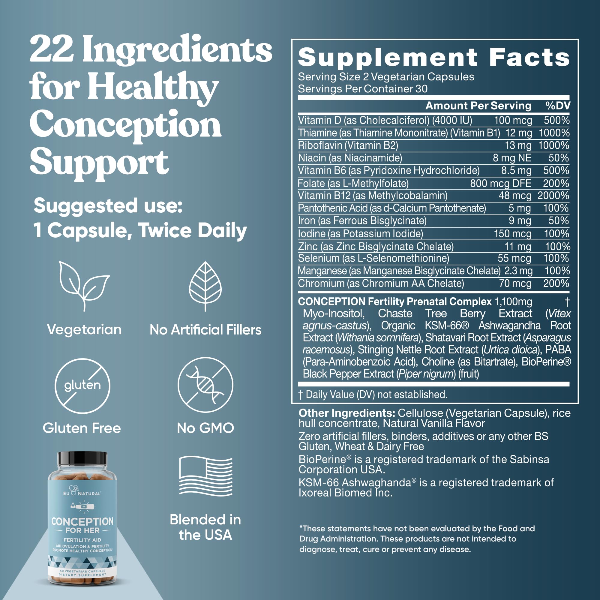 Eu Natural Conception gluten-free formula packaging, clean and allergen-friendly.