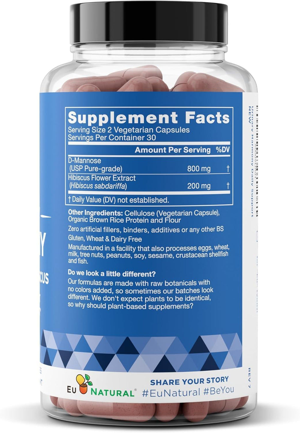 Eu Natural Cranberry Pine Bark Propolis Vitamin D ingredients close-up.