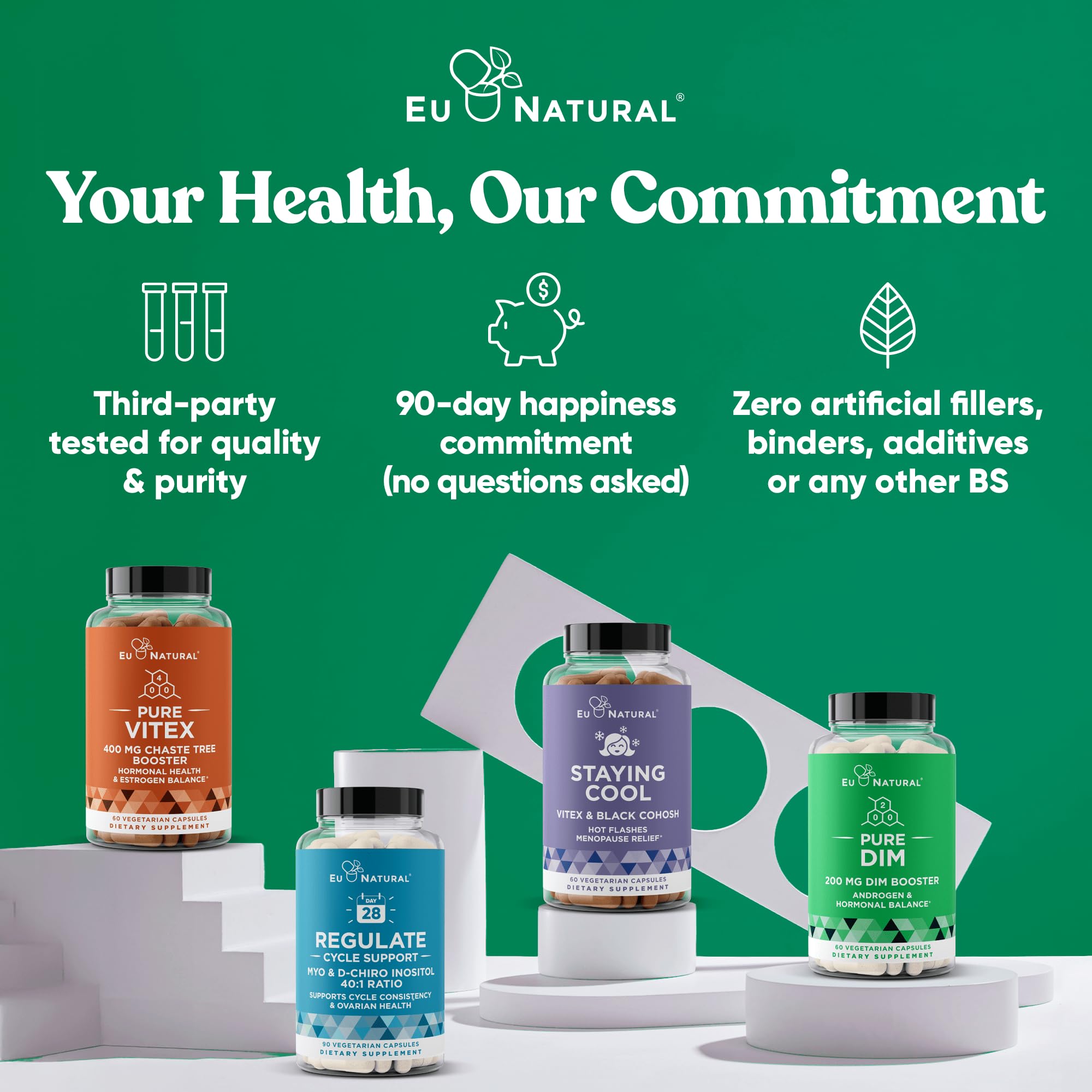 Eu Natural vegetarian DIM capsules highlight cruelty-free, vegan wellness choice.
