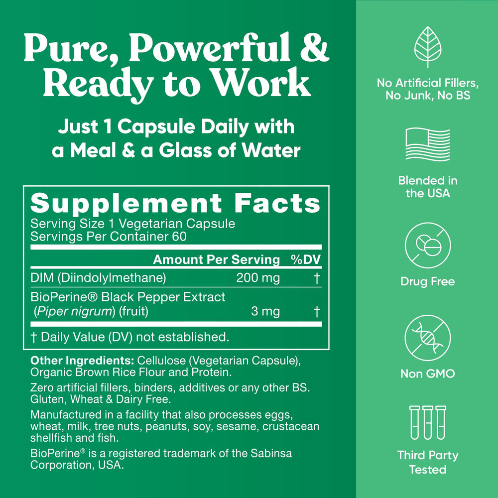 Eu Natural DIM ingredient note suggesting focus on natural balance and energy support.