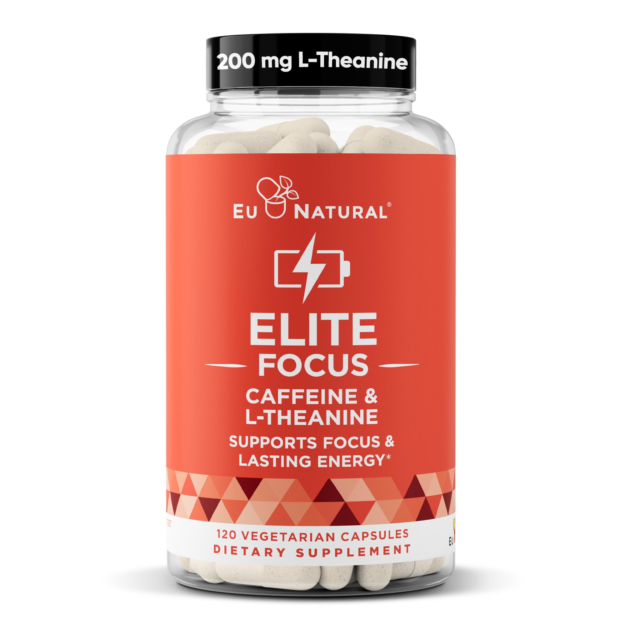 Eu Natural Elite Caffeine bottle front showing packaging and energy support