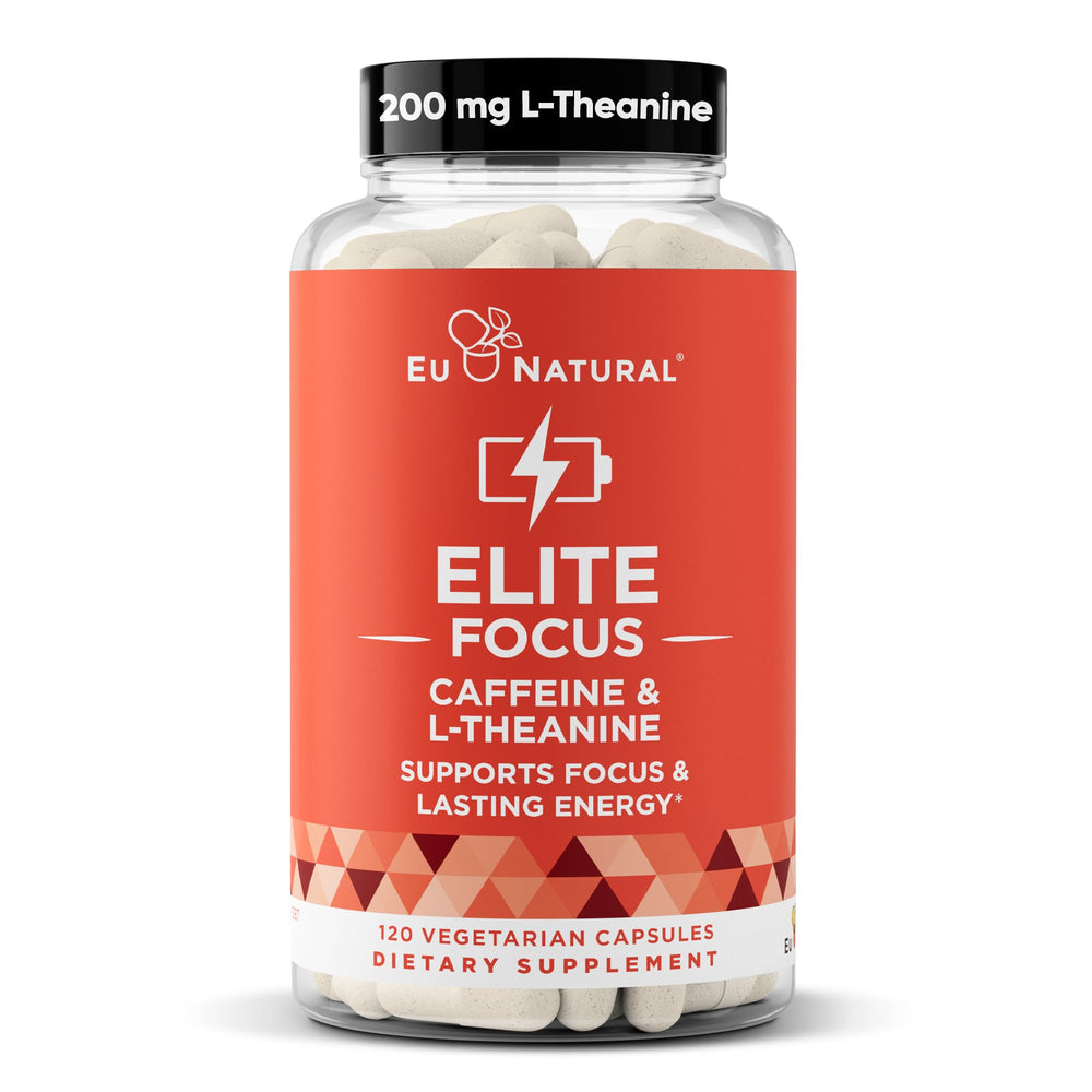 Eu Natural Elite Caffeine bottle front showing packaging and energy support