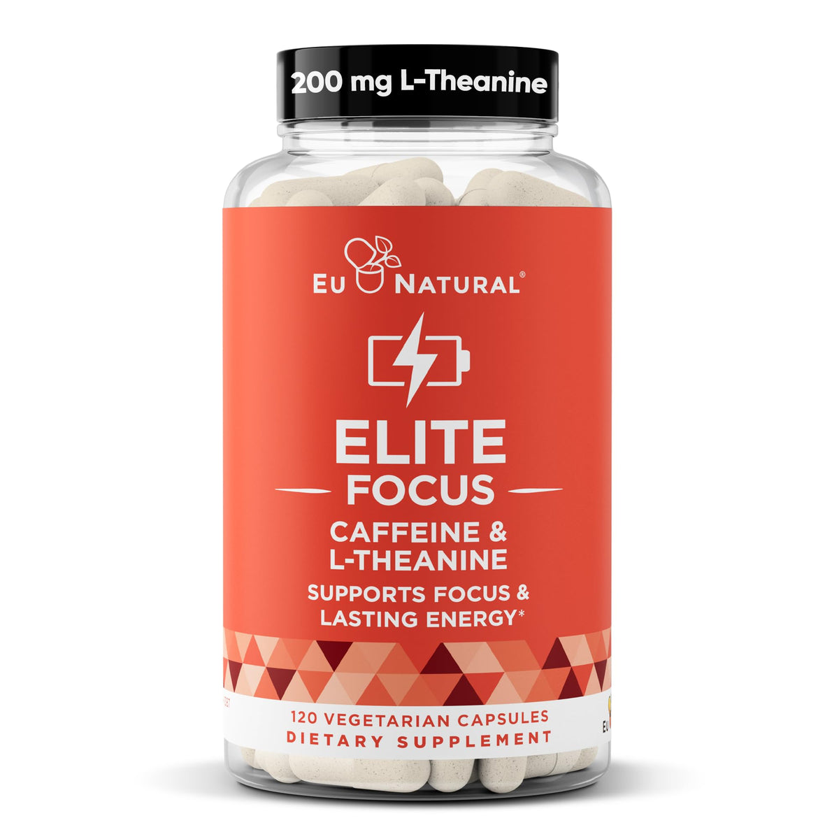 Eu Natural Elite Caffeine bottle front showing packaging and energy support