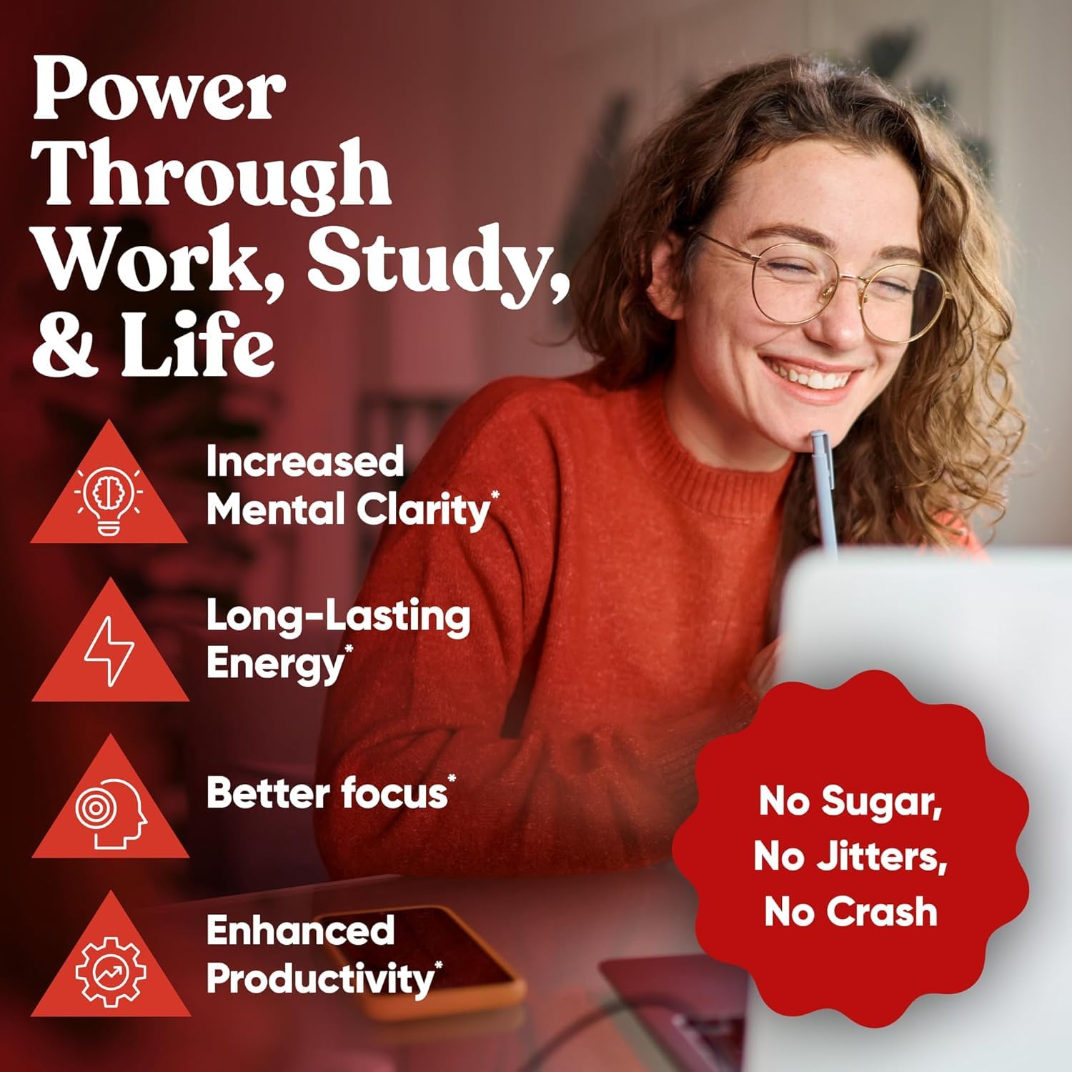 Eu Natural Elite caffeine pills label close-up highlights L-Theanine for calm energy.