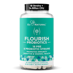 Eu Natural Flourish bottle with capsules supports daily gut balance.