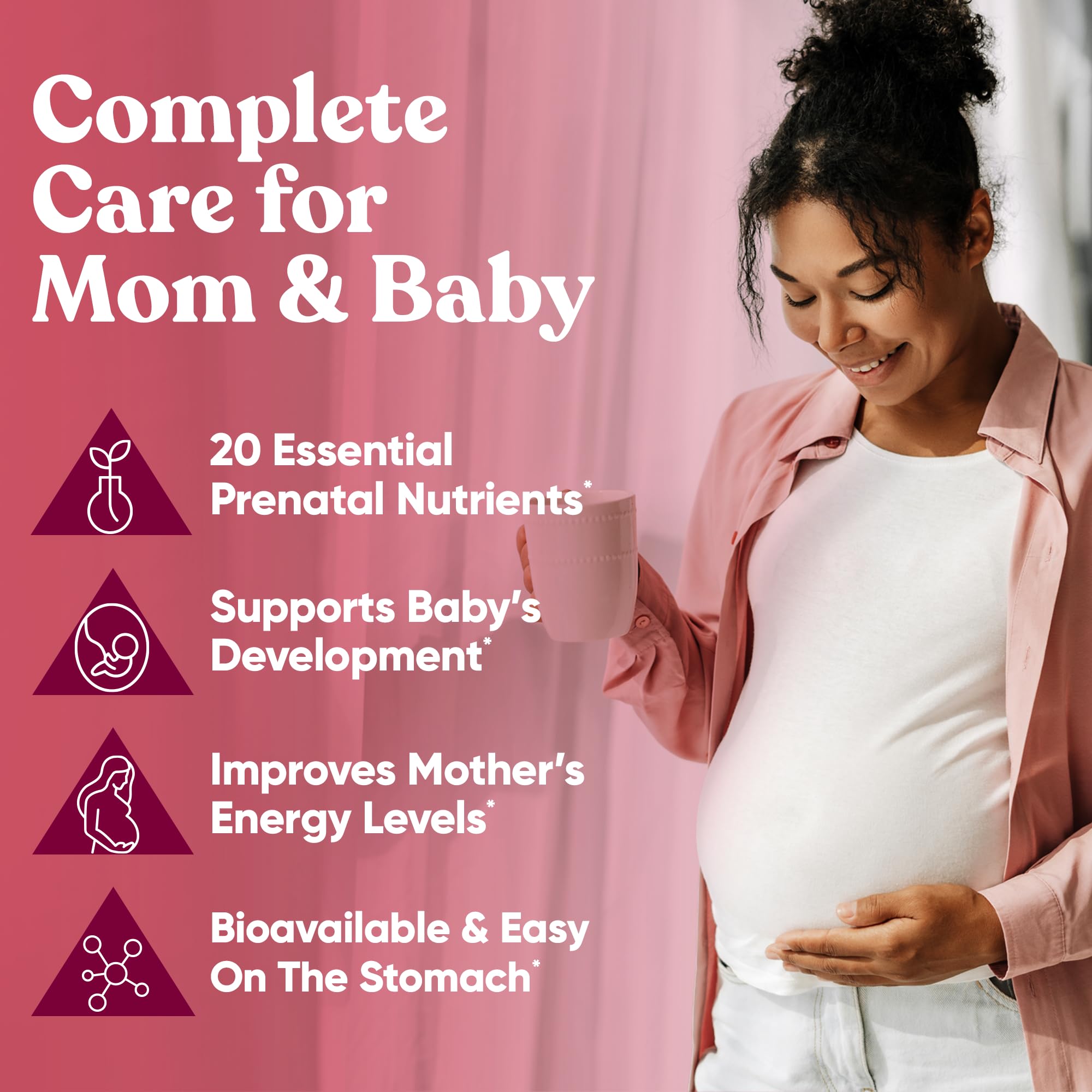 Close-up of Eu Natural Glow Prenatal vegan capsules for gentle daily support