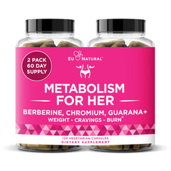 Eu Natural Metabolism for Her bottle and capsules support appetite awareness.