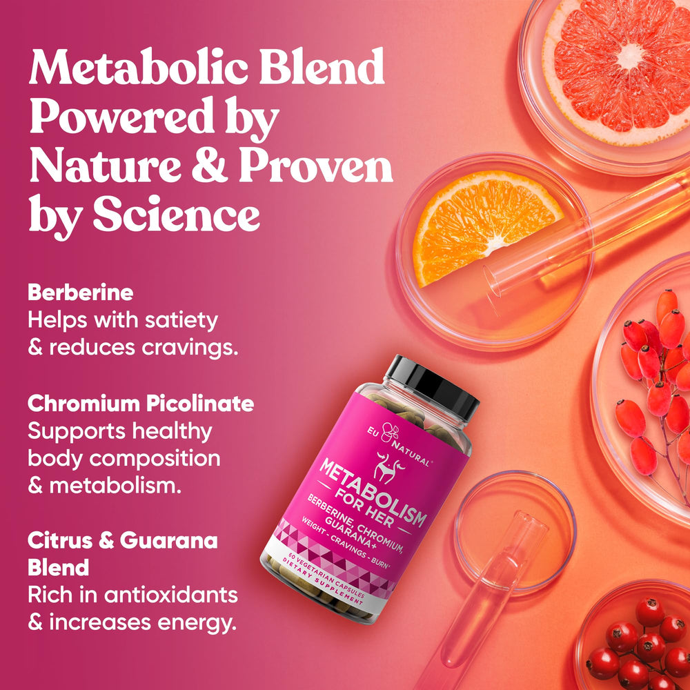 Eu Natural Metabolism for Her vegetarian capsules with clean-label attributes.