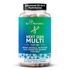 Eu Natural Next Gen Multi for Him bottle front, a comprehensive daily men’s supplement.