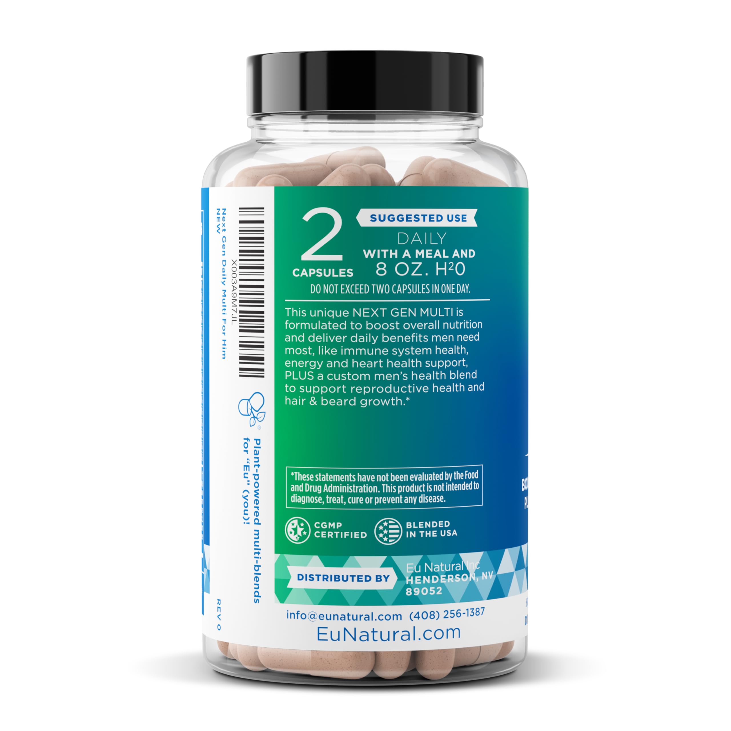 Eu Natural Next Gen Multi for Him emphasizes energy and immune support through a balanced multiblend.