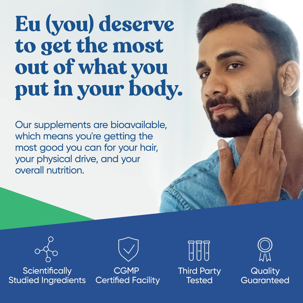 Eu Natural Next Gen Multi for Him featuring horsetail silica for potential beard and hair support.