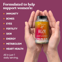 Eu Natural Next Gen Multivitamin for Women bottle top shows freshness seal.