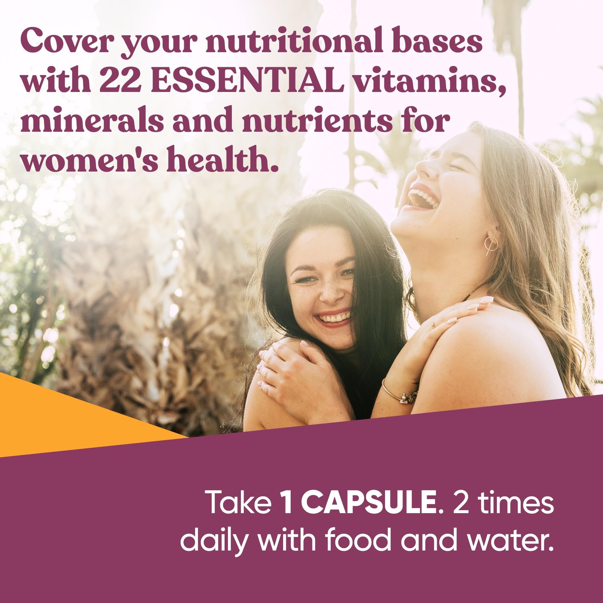 Eu Natural Next Gen Multivitamin for Women bottle with glass suggests a simple daily ritual.