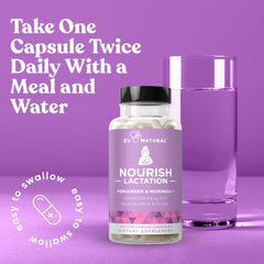 Eu Natural Nourish lactation ingredient fenugreek signals traditional milk support.