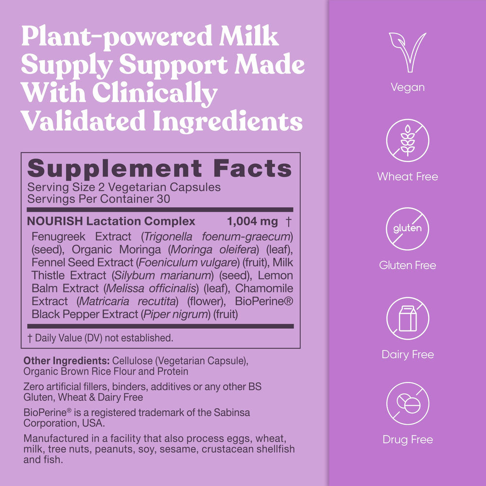 Eu Natural Nourish moringa capsule emphasizes protein-rich options for new mothers.
