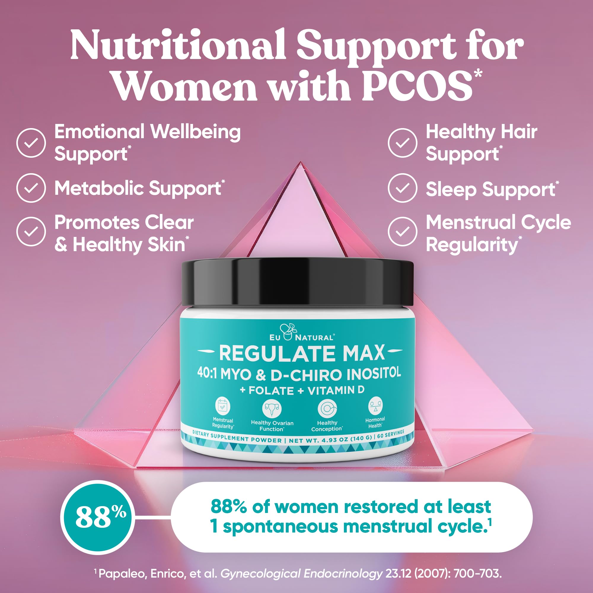 Eu Natural Regulate MAX powder closeup emphasizes unflavored mixability
