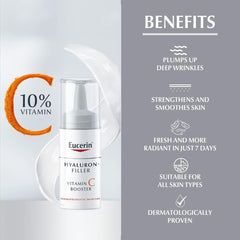 Eucerin Hyaluron-Filler Vitamin C Booster serum-application promotes a smooth, hydrated feel