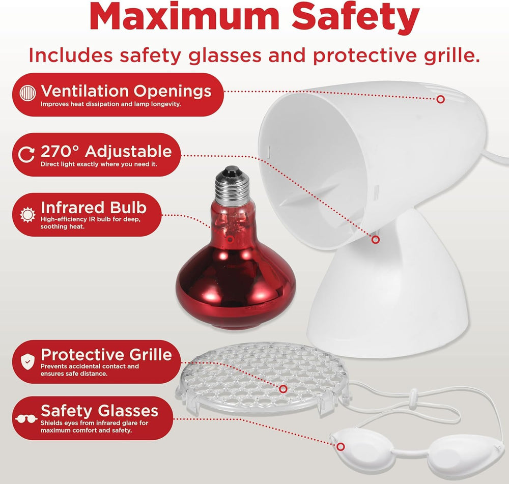 Euflora portable infrared lamp designed for convenient home use.