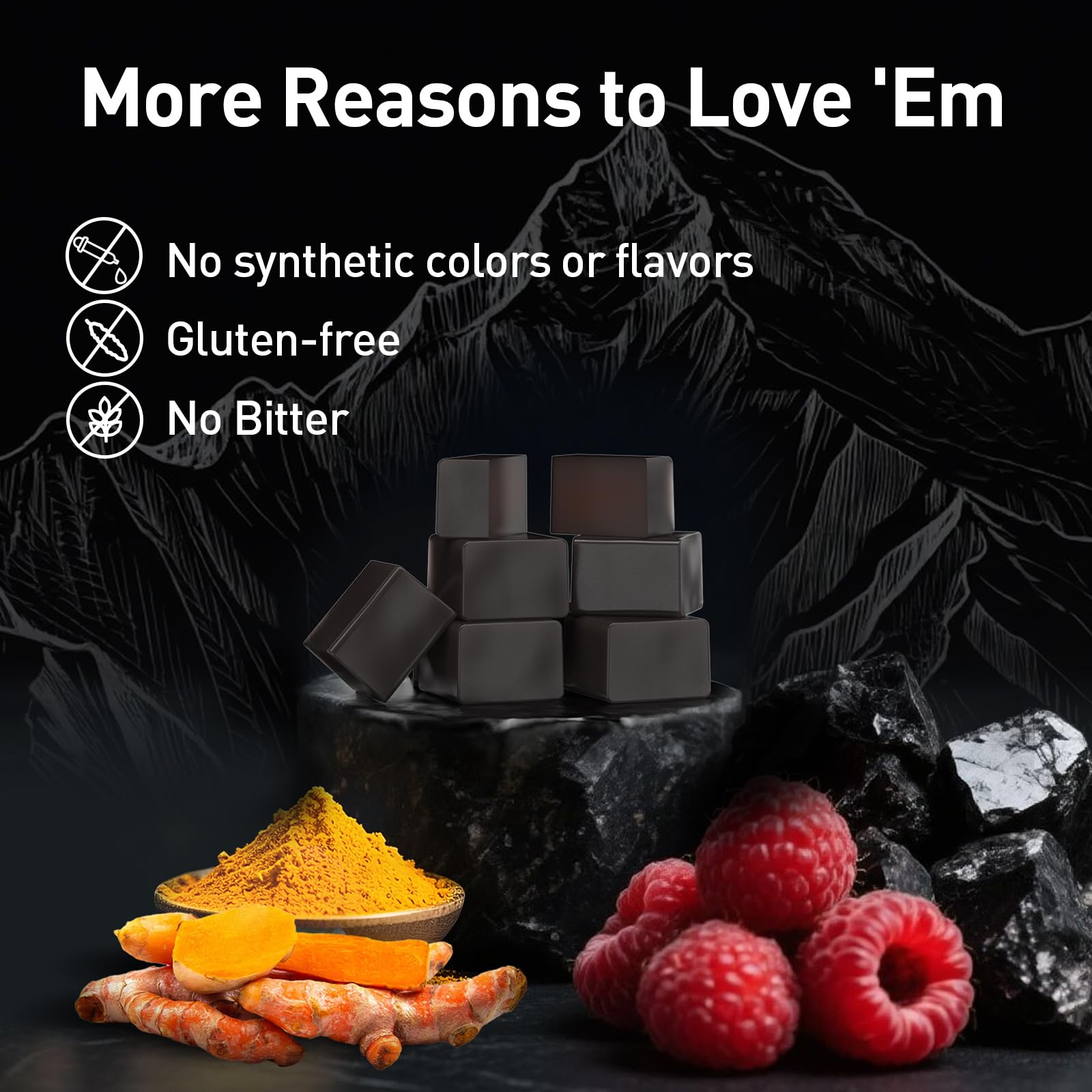 Eullsi Shilajit Gummies packaging shows vegan and non-GMO icons.