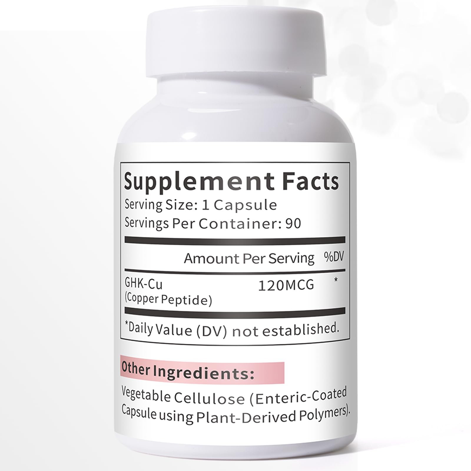 Vegan-friendly Euphea GHK-Cu capsules with allergen-free labeling.