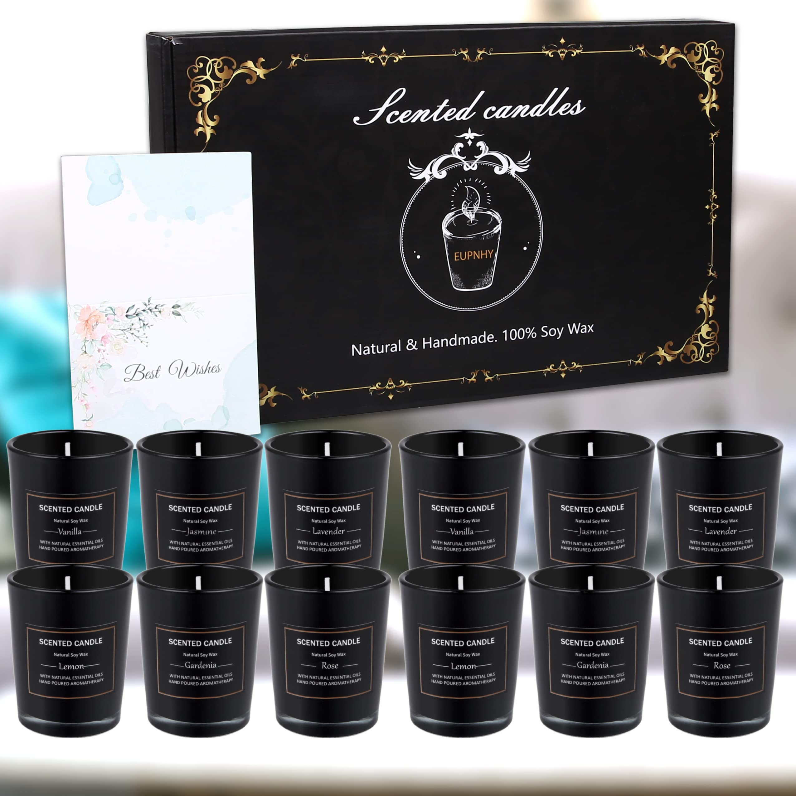 EUPNHY 12 Pack Scented Candles Gift Set - 2.5oz Soy Wax Aromatherapy Jars