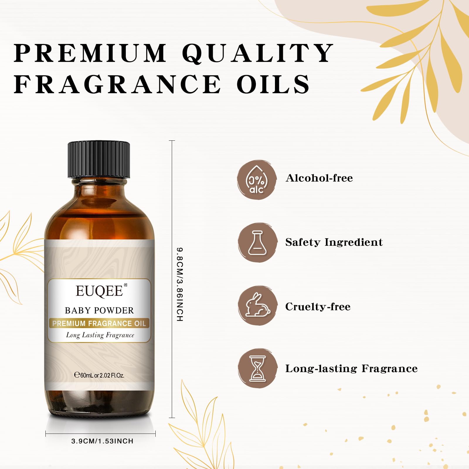 EUQEE Baby Powder fragrance oil placed in diffuser setup for home aromatherapy