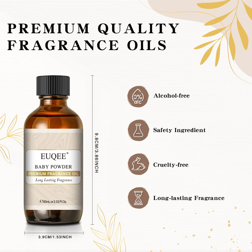 EUQEE Baby Powder fragrance oil placed in diffuser setup for home aromatherapy
