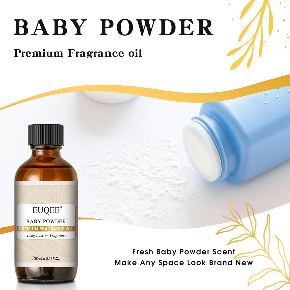 EUQEE Baby Powder fragrance oil with glass dropper for precise dispensing in craft projects