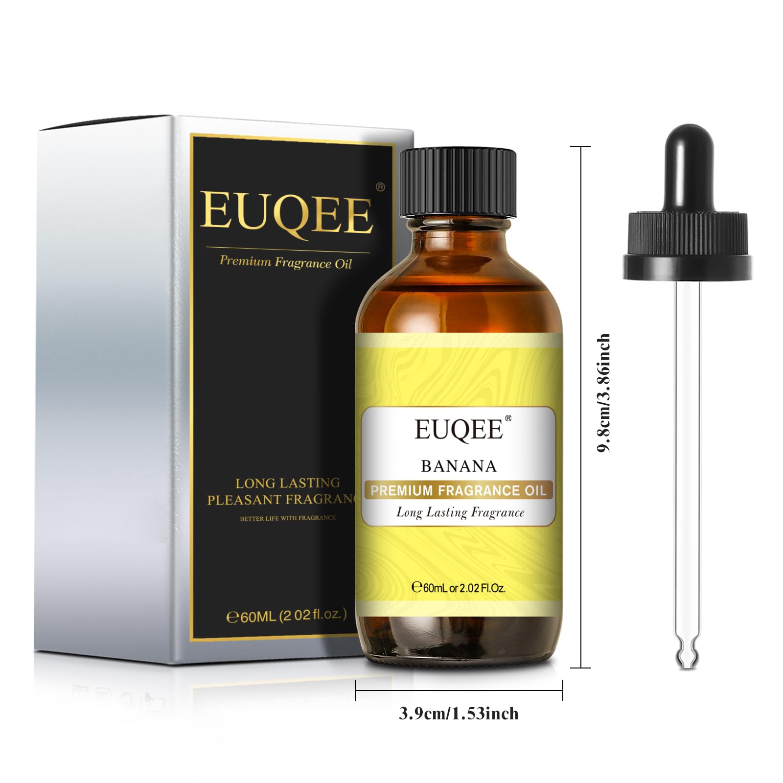 EUQEE banana oil dropper shows exact amount for precise candle or soap crafting.