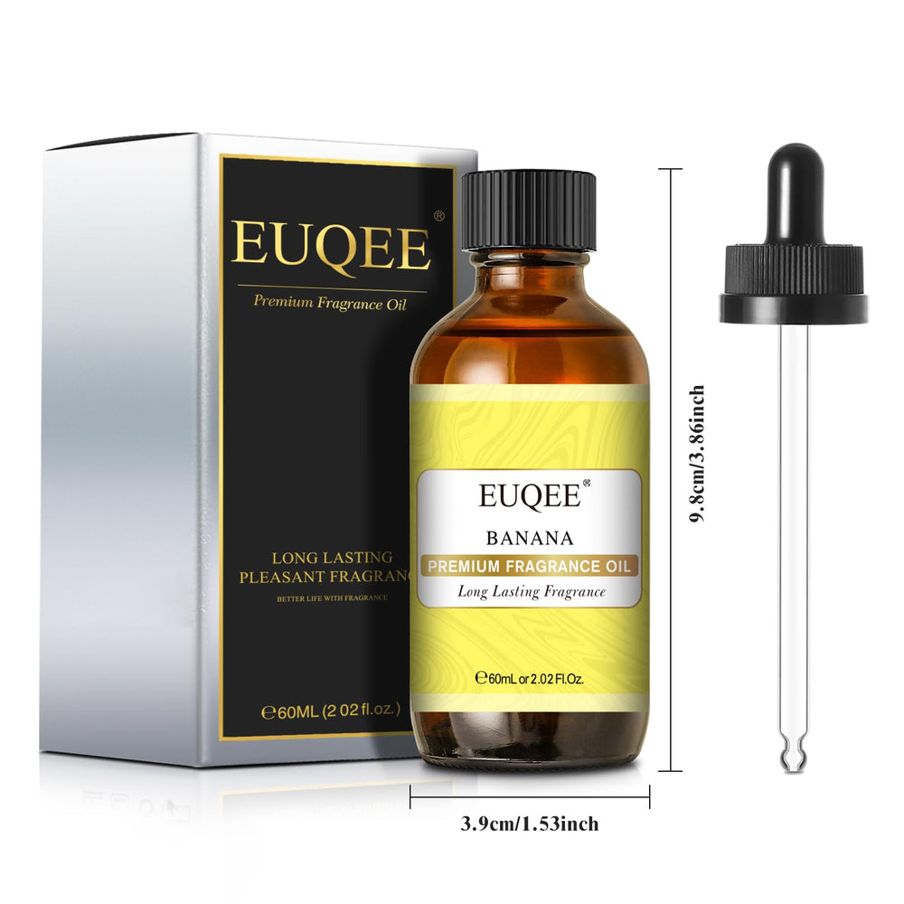EUQEE banana oil dropper shows exact amount for precise candle or soap crafting.