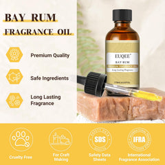 EUQEE Bay Rum fragrance oil dropper enables accurate drops for candles.
