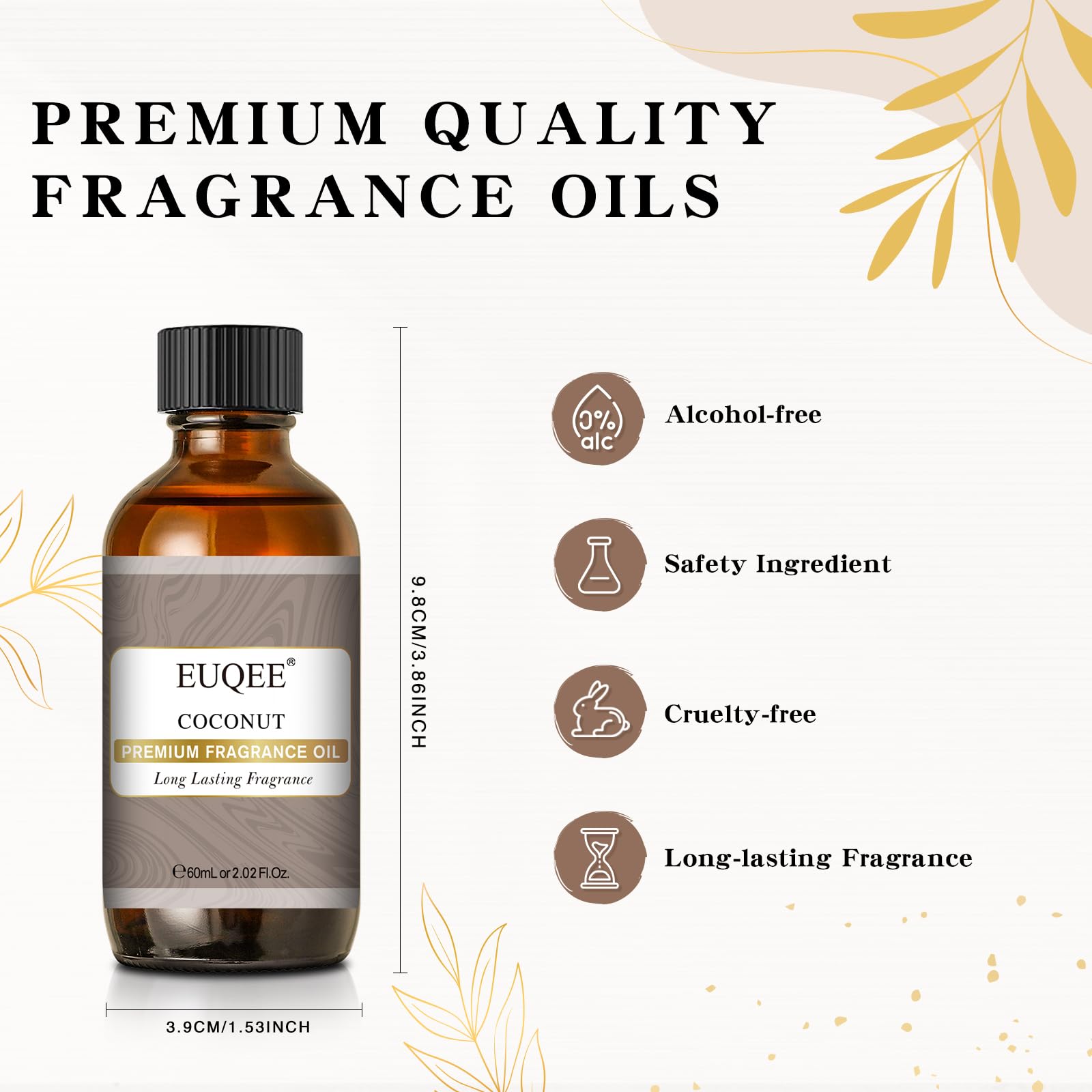 Diffuser setup featuring EUQEE coconut fragrance oil for breezy beachy notes
