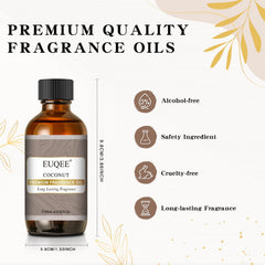 Diffuser setup featuring EUQEE coconut fragrance oil for breezy beachy notes