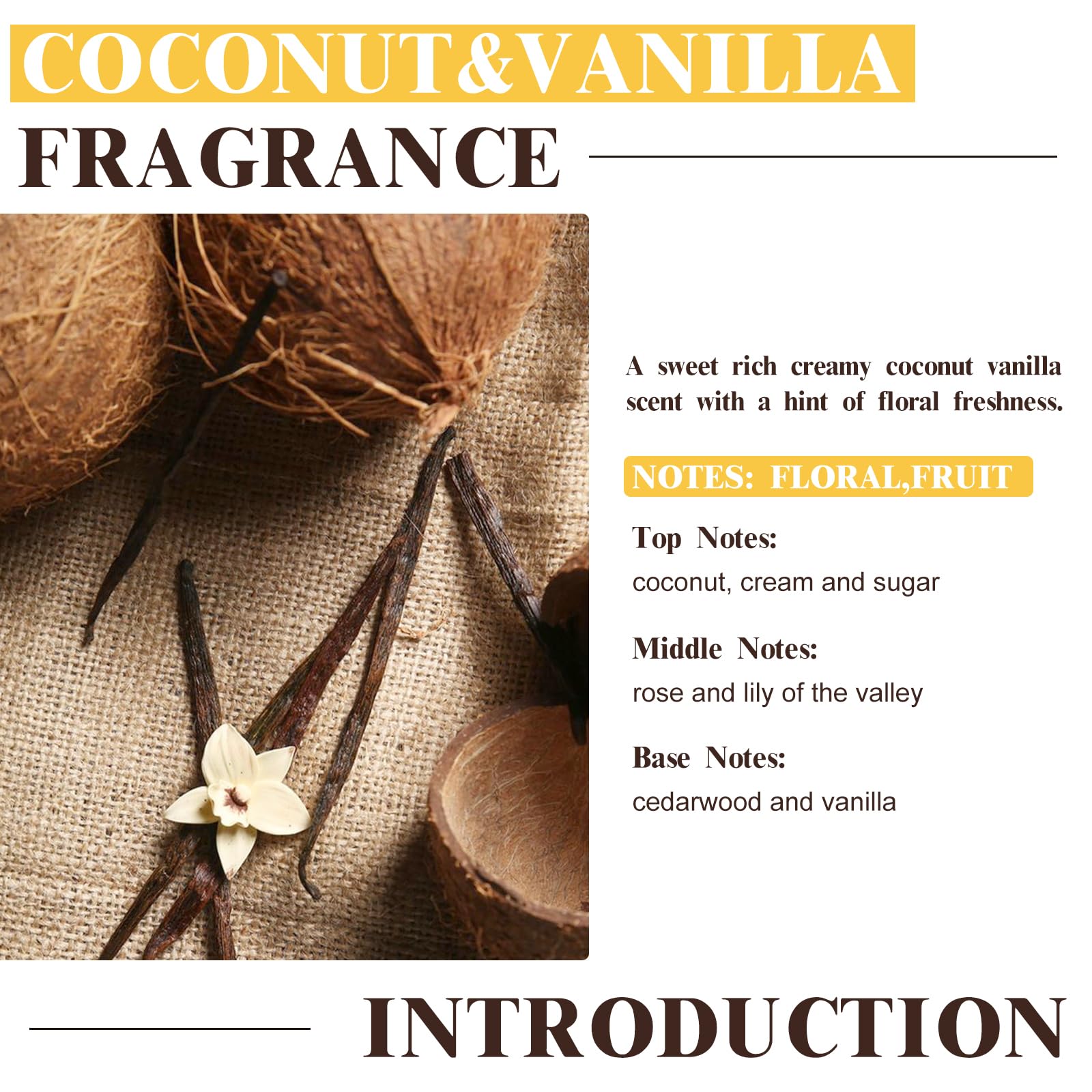 EUQEE Coconut Vanilla amber bottle protects aroma from light for lasting scent.