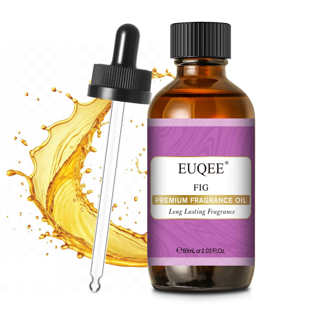 EUQEE Fig Fragrance Oil bottle in amber glass for long lasting aroma.