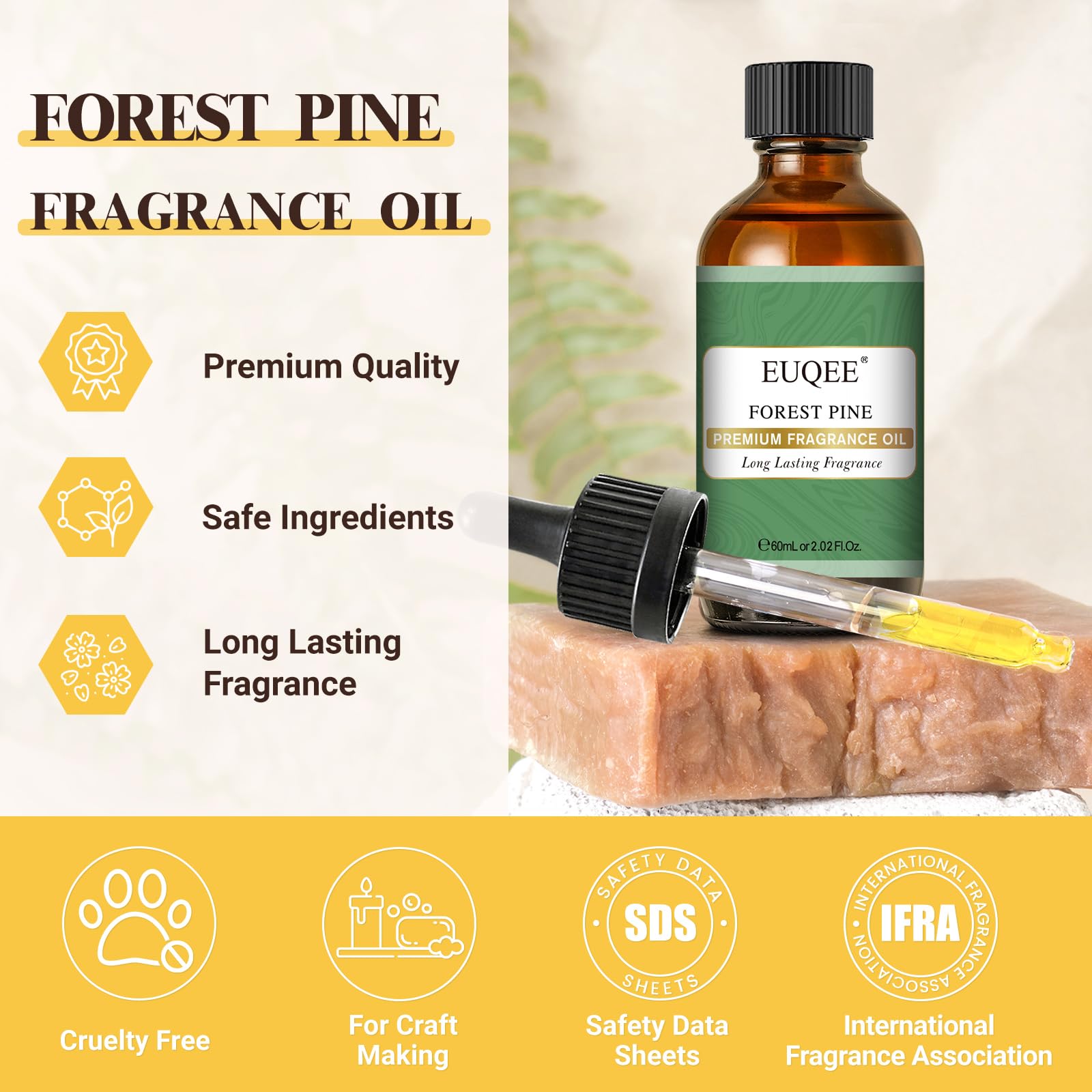 EUQEE Forest Pine oil in diffuser setup for fresh ambience.