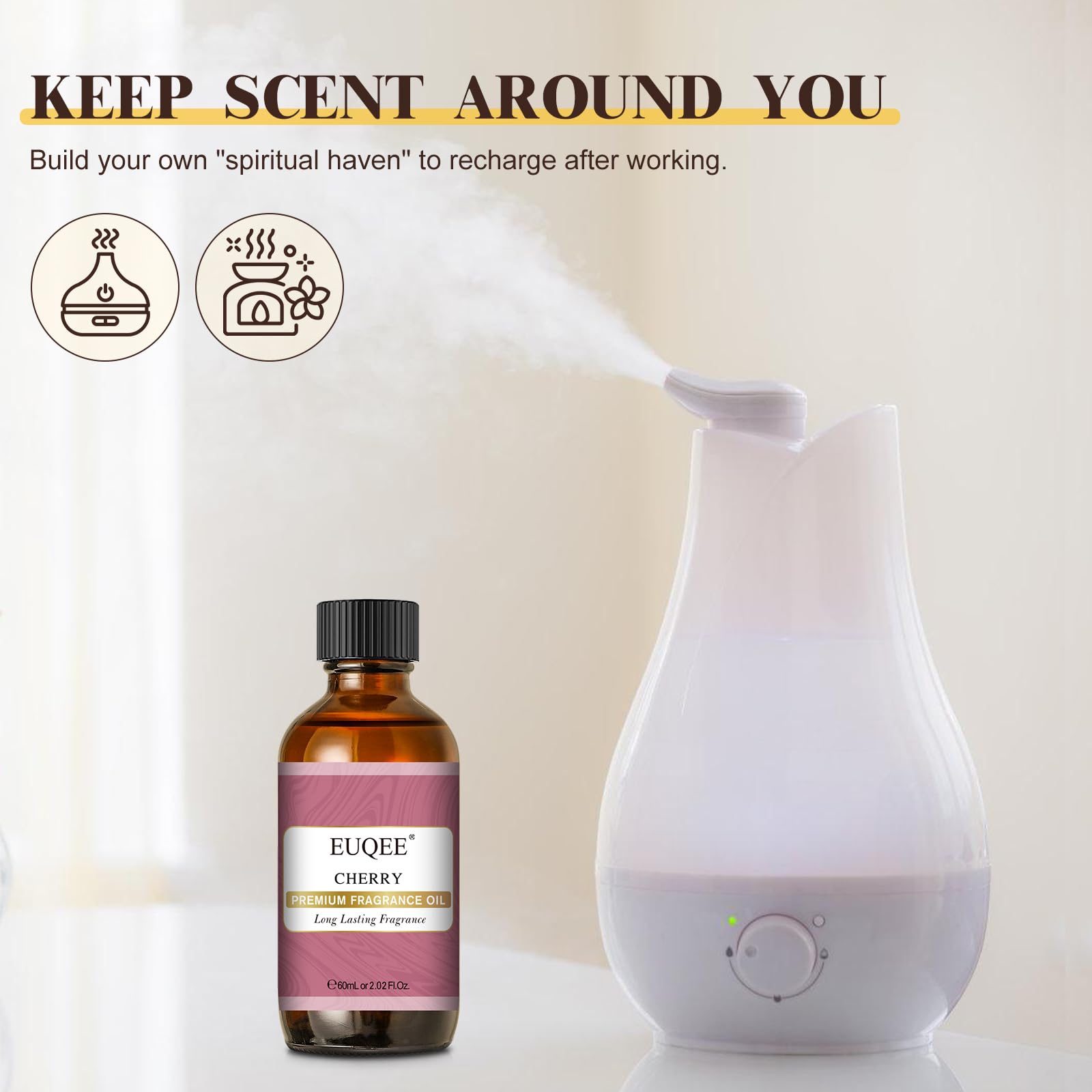 EUQEE fragrance oil candle-making scene showcases rich cherry scent.