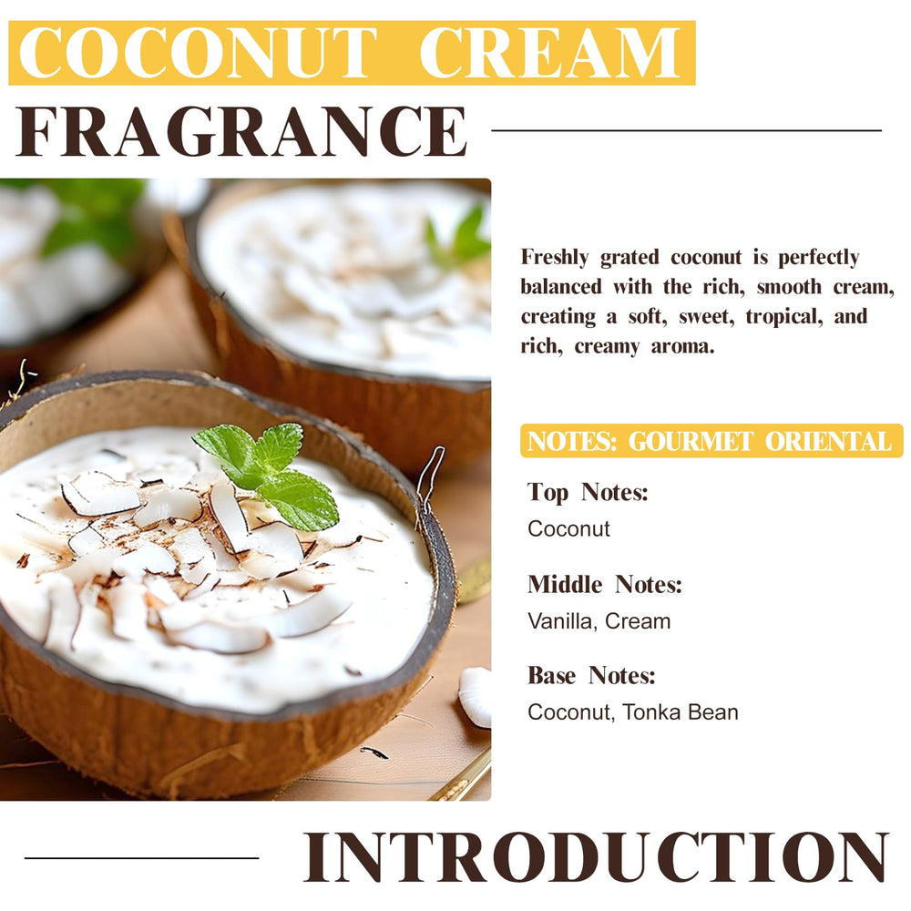 EUQEE Coconut Cream fragrance label detail highlights notes and usage