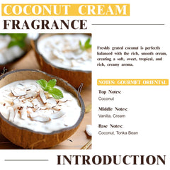 EUQEE Coconut Cream fragrance label detail highlights notes and usage