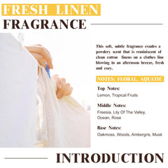 EUQEE Fresh Linen fragrance oil candle making, adding soft, clean scent to rooms.