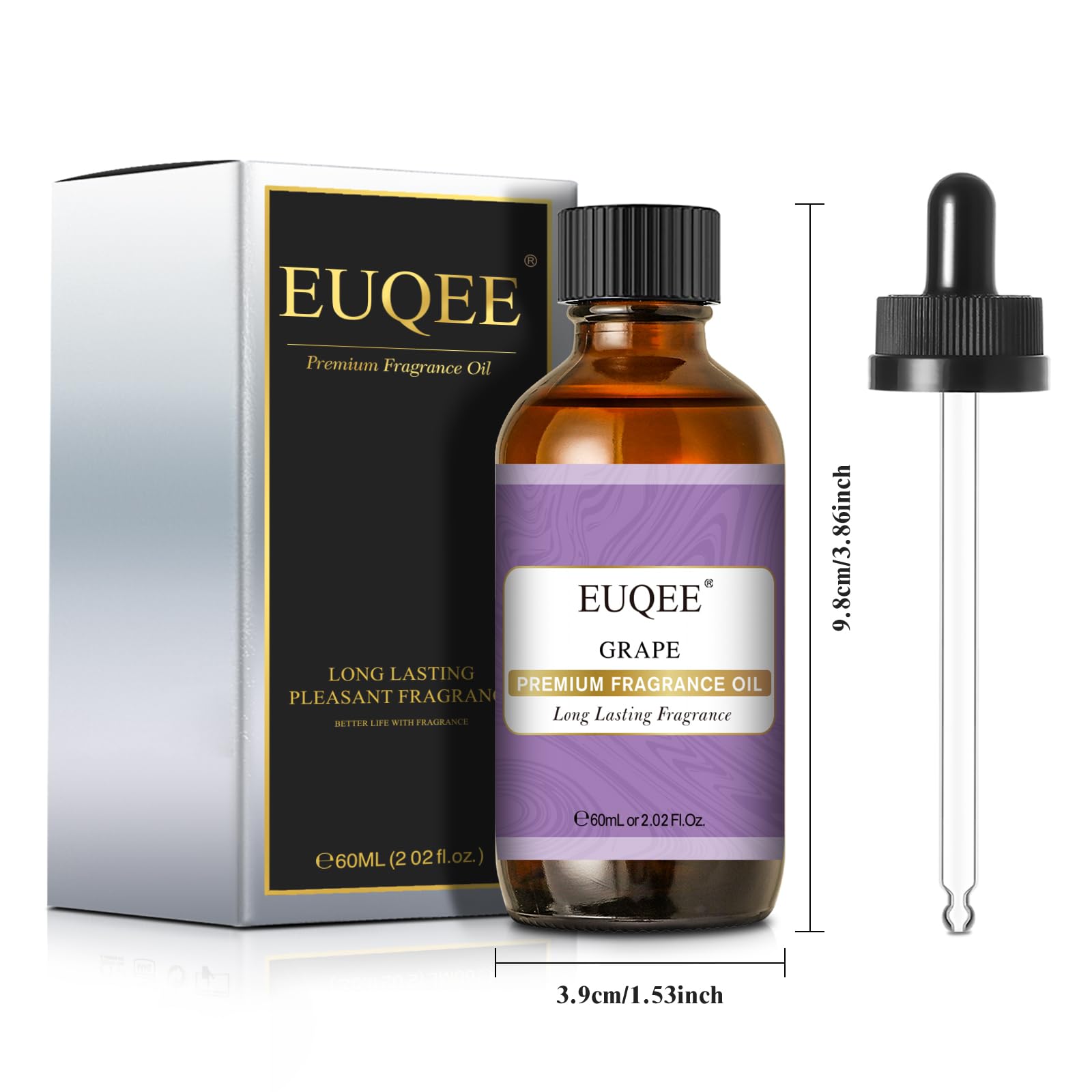EUQEE Grape Fragrance Oil dropper enabling exact drops for DIY use.