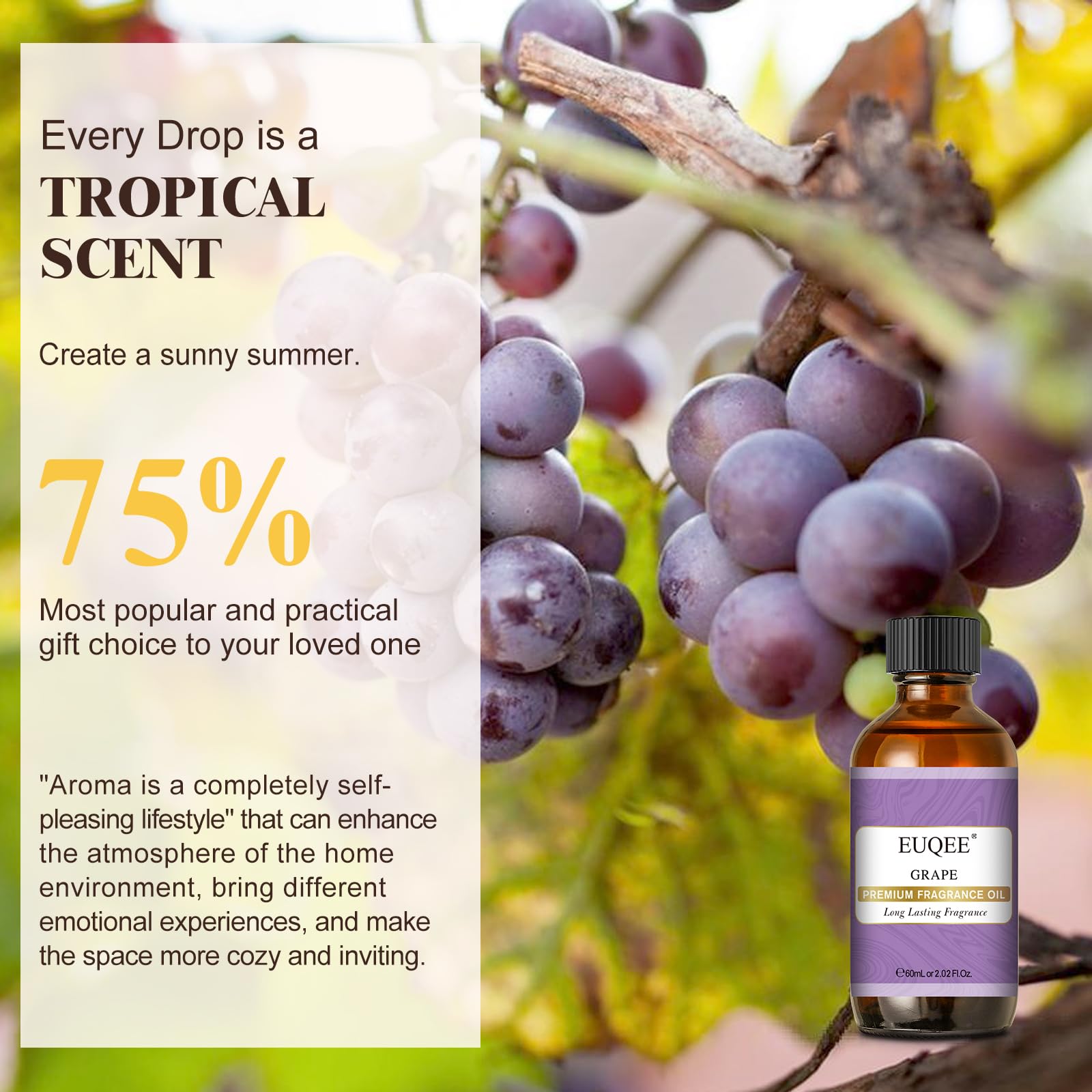 EUQEE Grape Fragrance Oil gift box, a thoughtful fragrance gift idea.
