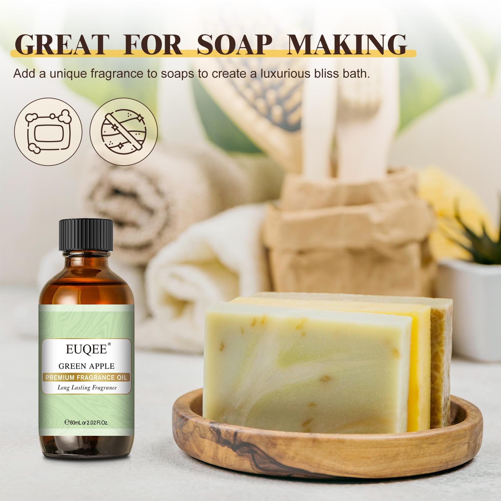 EUQEE in a diffuser placed in a room showing refreshing home fragrance benefit
