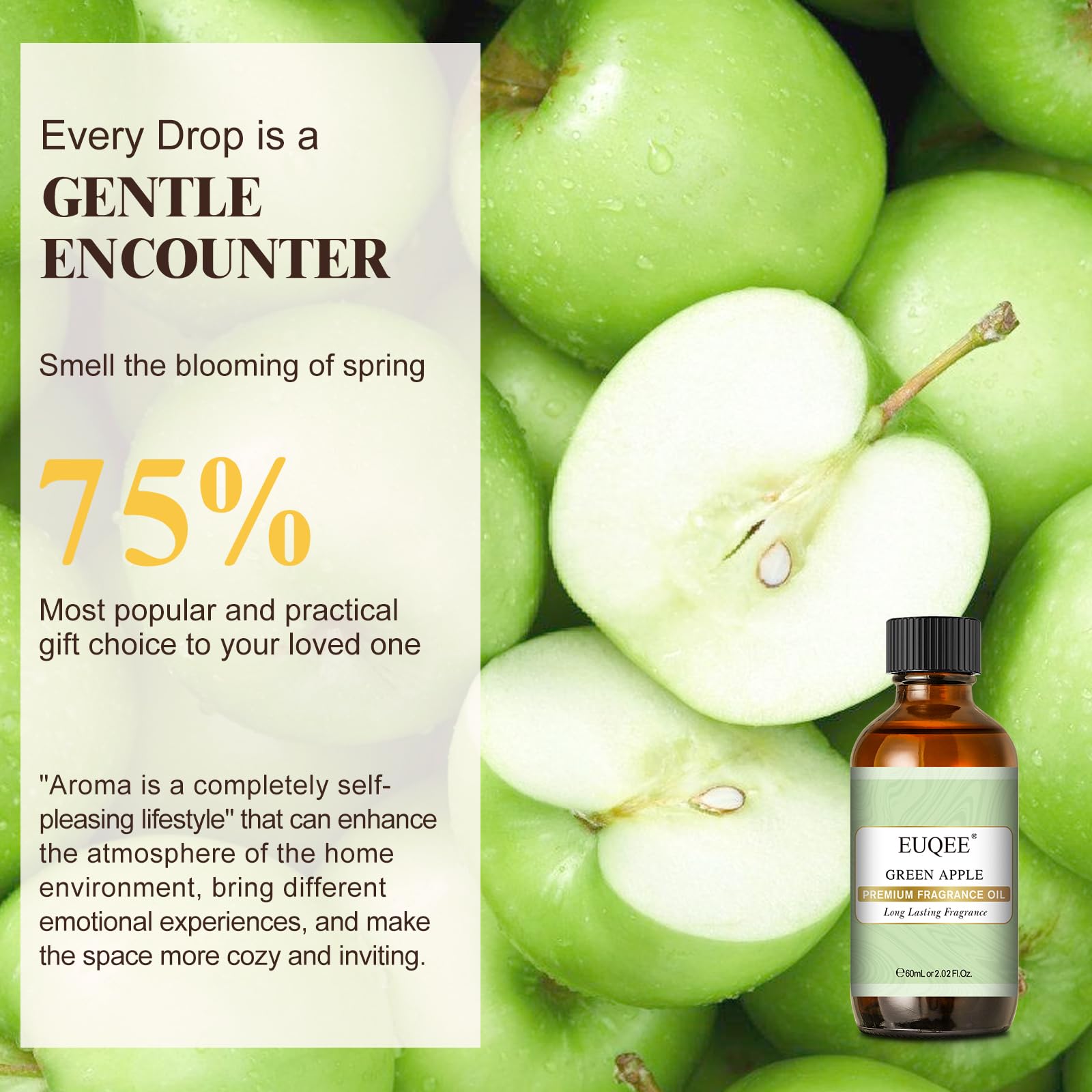 EUQEE pouring drops closeup illustrating concentrated oil and easy measuring benefit