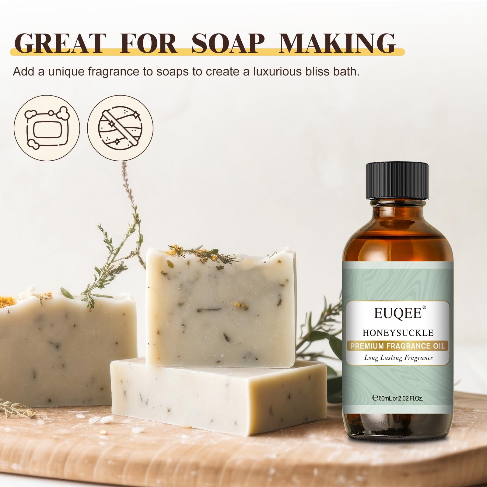 EUQEE Honeysuckle scent for DIY soaps and bath products.