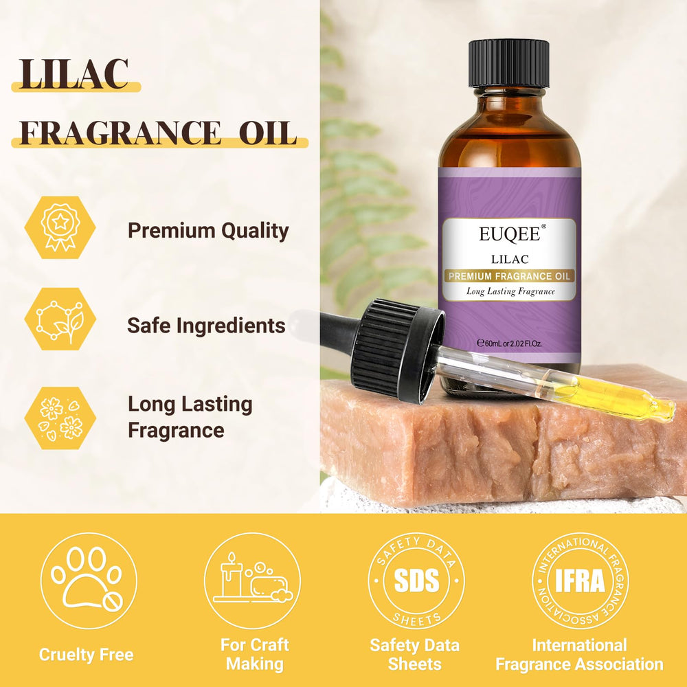 EUQEE Lilac fragrance oil with glass dropper for precise dosing.