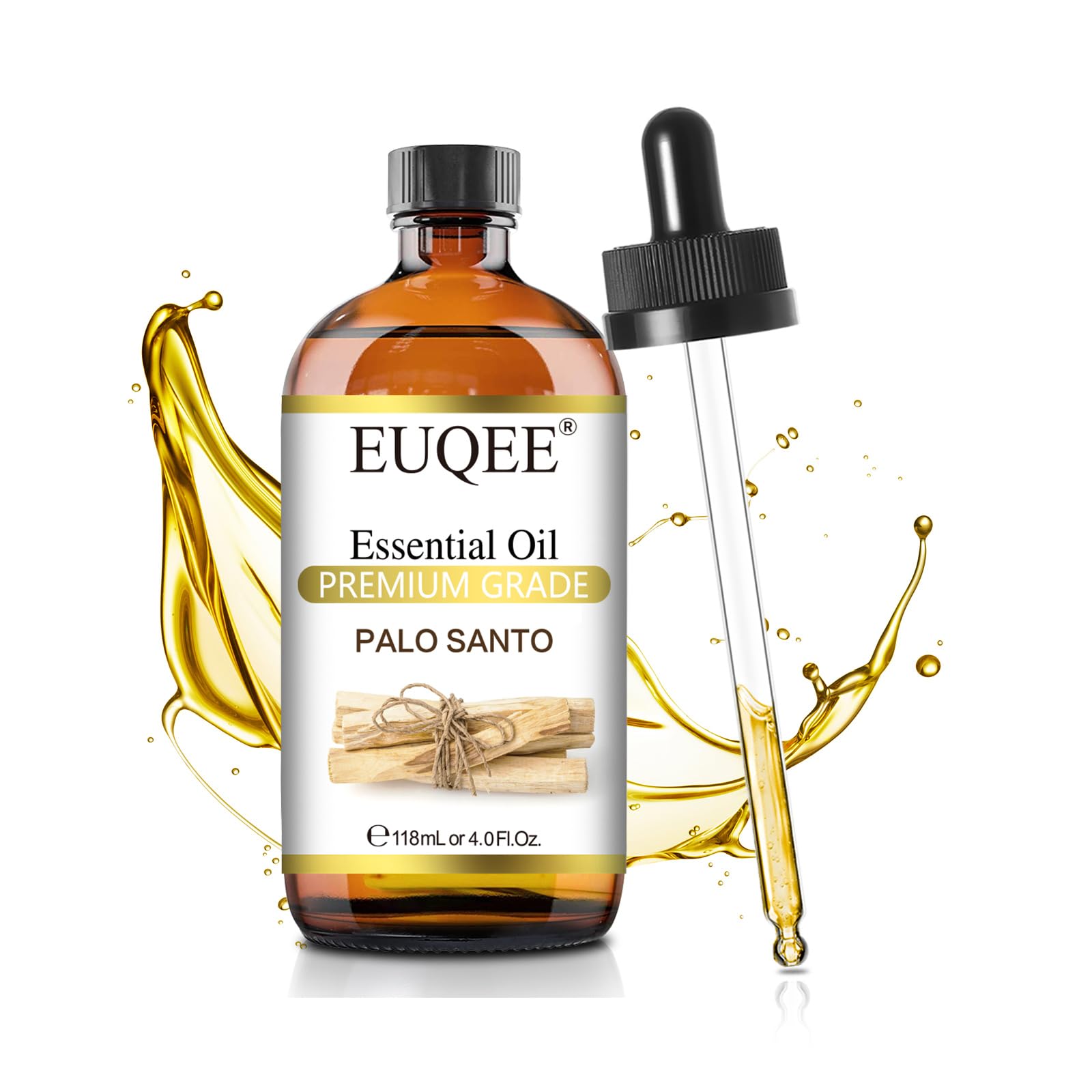 EUQEE Palo Santo en botella ámbar para conservar aroma puro