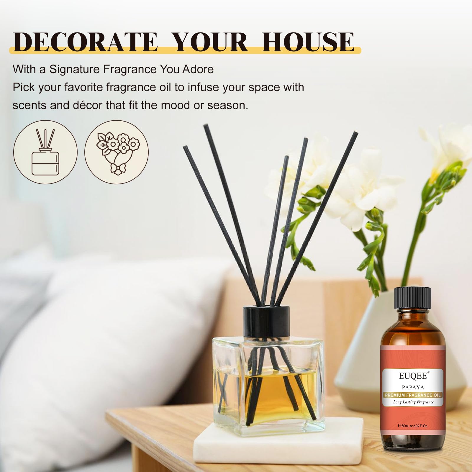 EUQEE Papaya Fragrance Oil used in candle making for smooth, even scent throw.